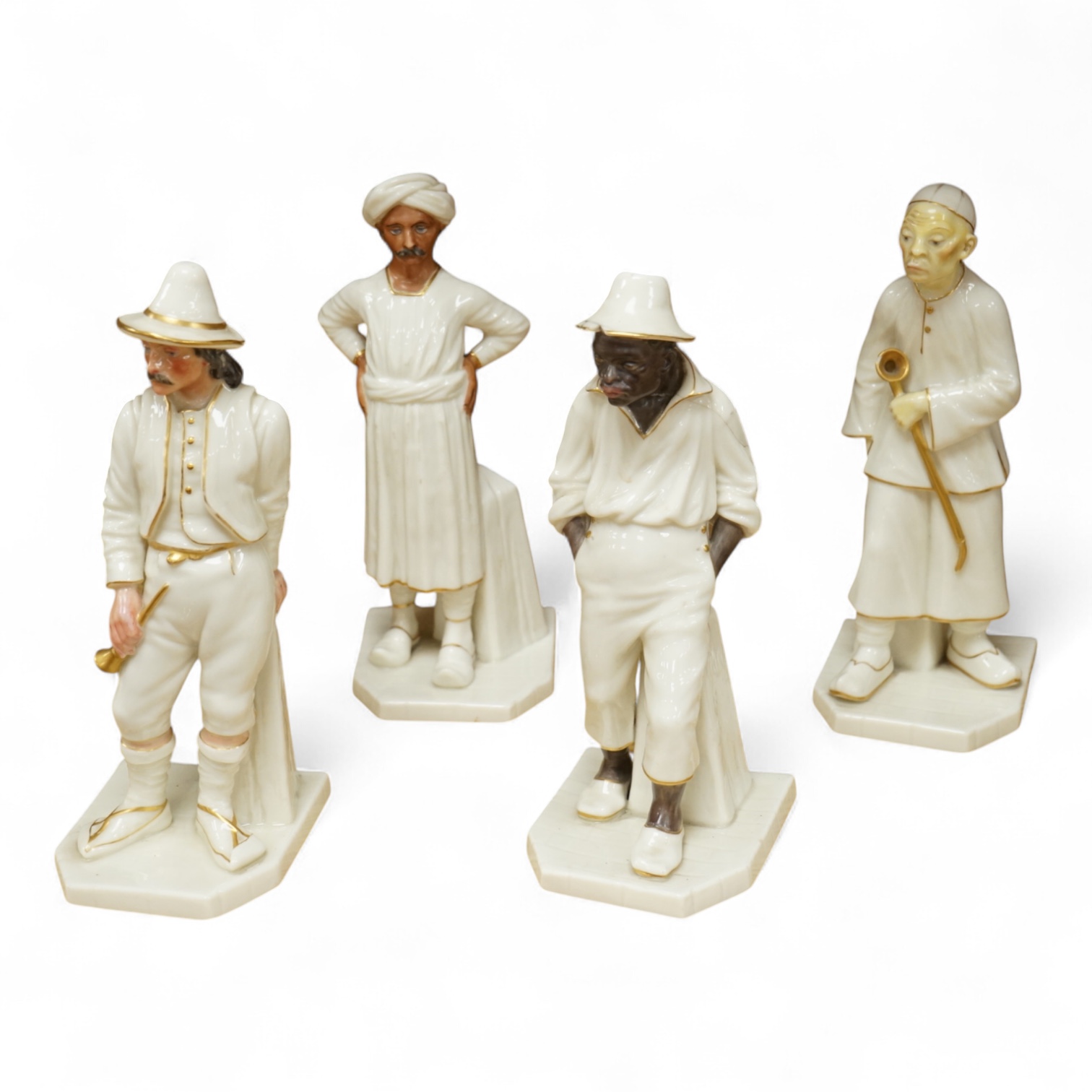 Four Royal Worcester figures from the Countries of the World Series to include Hindu and Chinaman, largest 18cm high